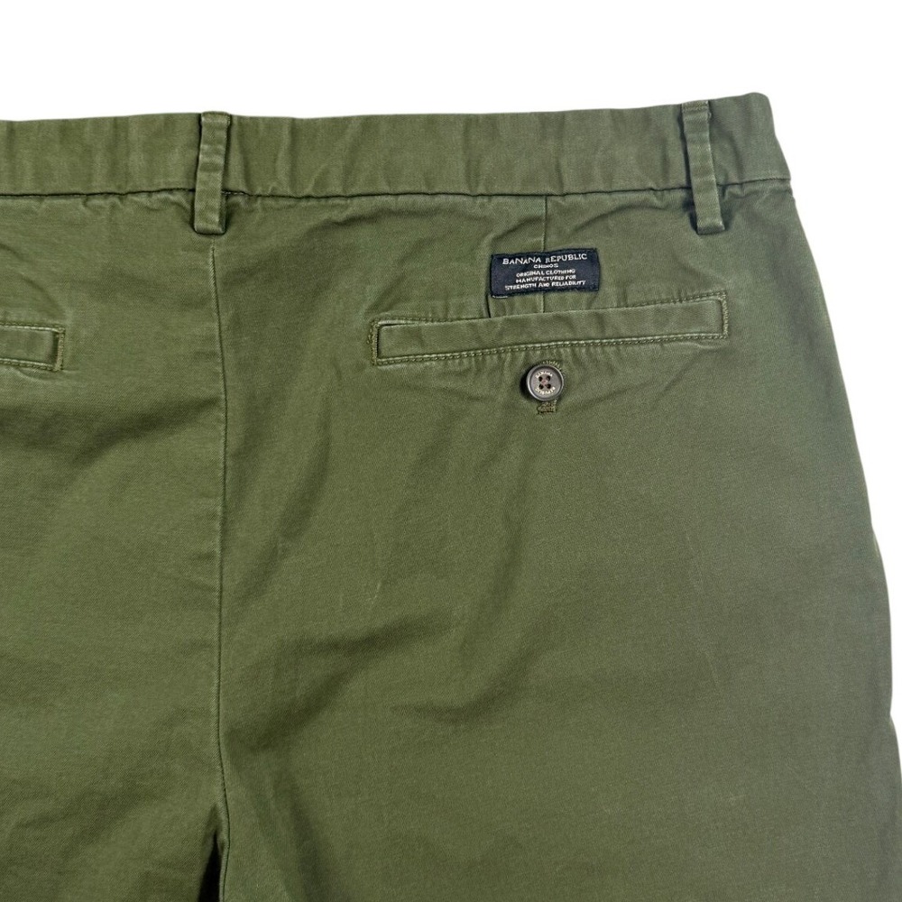 Banana Republic Mens Slim Tapered Chino Pants Olive Green 36x34 Cotton Stretch